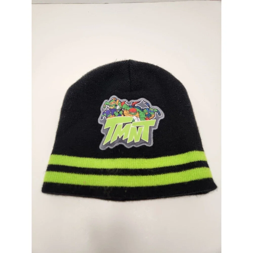 TMNT Beanie Cap Hat Youth Kids Boys OSFA‎ Black Green Striped Nickelodeon Knit